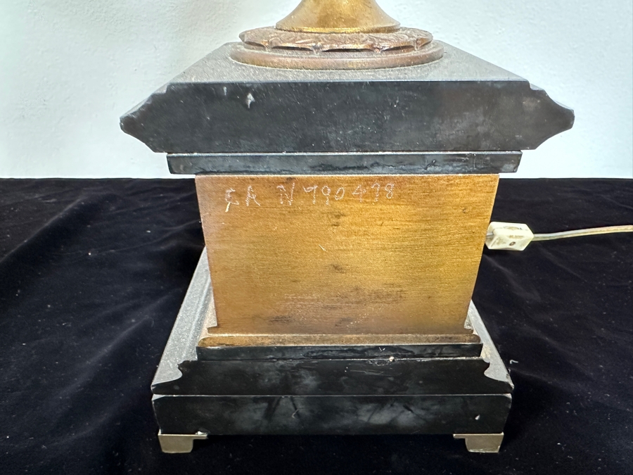 Antique Pair Of French Empire Bronze & Slate Candelabras Converted Into Lamps 38'H [Photo 14]