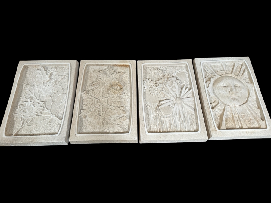 Set Of Four Limited Edition Sand Cast Seasonal Wall Plaques By Bandanna San Diego  15W X 22.5H X 2.75D [Photo 1]