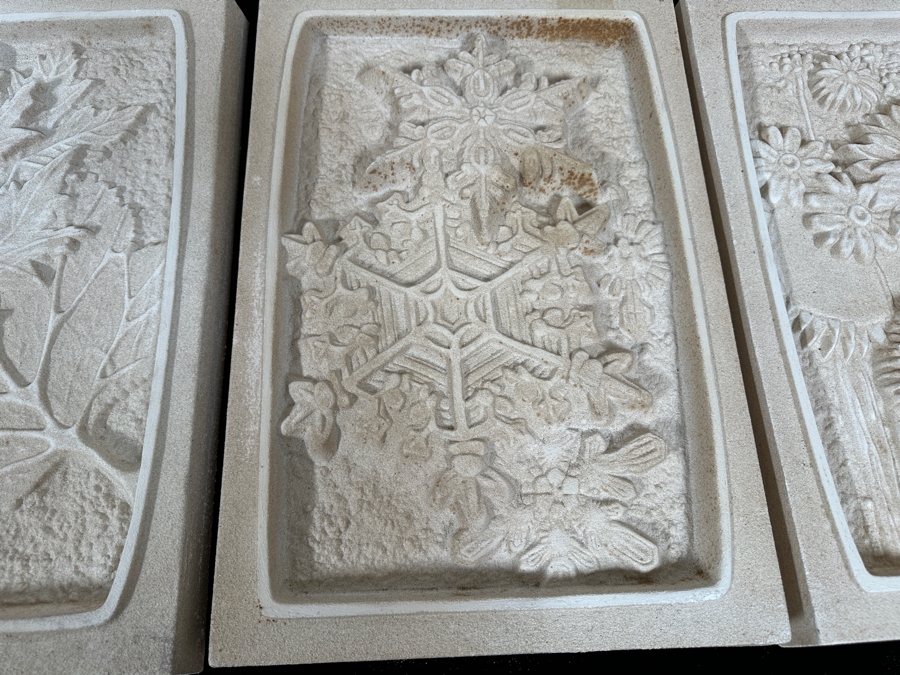 Set Of Four Limited Edition Sand Cast Seasonal Wall Plaques By Bandanna San Diego  15W X 22.5H X 2.75D [Photo 4]