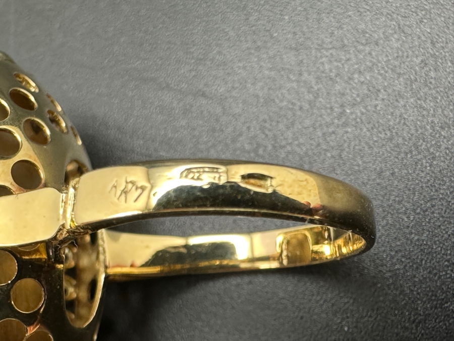 Stunning 14k Opal Triplet & Diamond Ring - Opal Measures 25 X 11.5mm, Diamonds Single Cut, Round Brilliant 1.50ctw Size 8.5 9.6g [Photo 15]