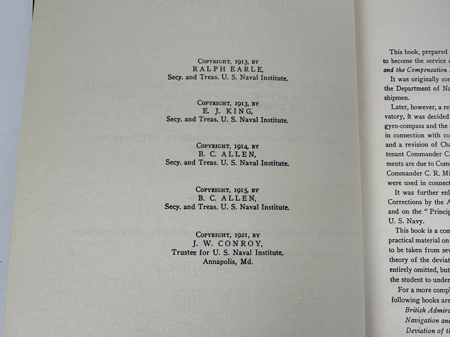 Antique 1921 Book Published By The United States Naval Institute A Practical Manual Of The Compass [Photo 4]