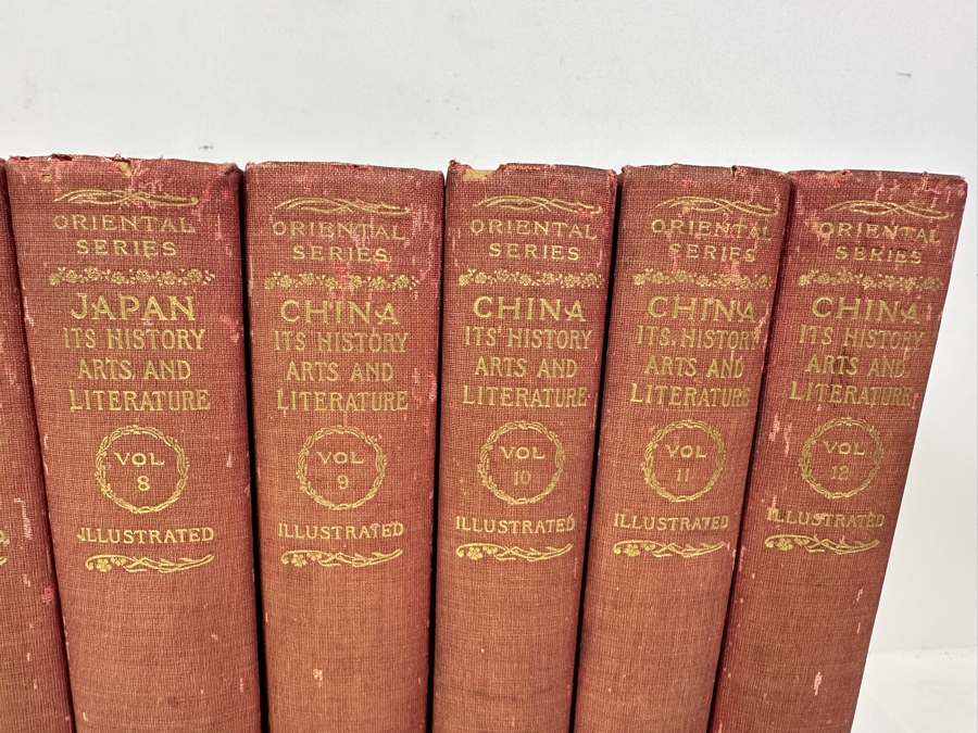 Antique 1901 Hardcover Book Set Author's Edition Limited To 1,000 Sets Oriental Series Japan And China By Captain F. Brinkley 11 Books - Missing Japan Volume 6 Book - Published In Boston By J. B. Millet Co. [Photo 4]