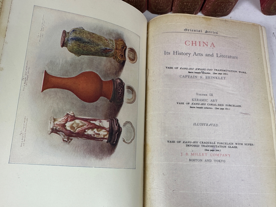 Antique 1901 Hardcover Book Set Author's Edition Limited To 1,000 Sets Oriental Series Japan And China By Captain F. Brinkley 11 Books - Missing Japan Volume 6 Book - Published In Boston By J. B. Millet Co. [Photo 10]
