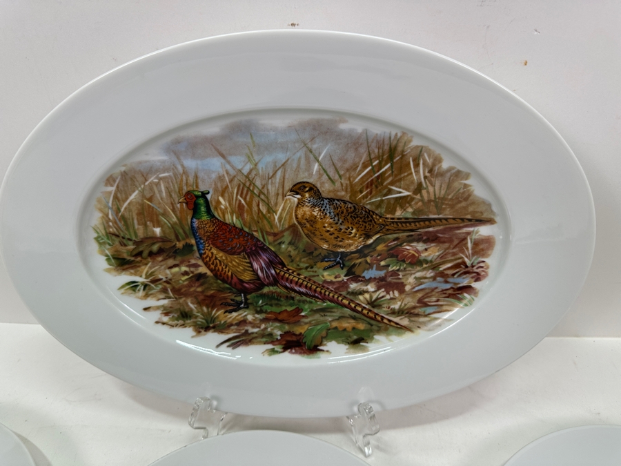 (6) Heinrich Germany 9.75' Bird Quai+l Plates & (1) Lorenz Hutschen Reuther Germany Bird Quail Serving Platter 14.5'W [Photo 3]