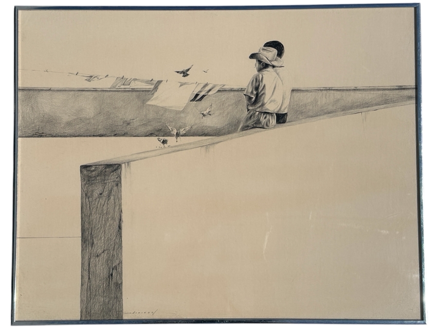 Guillermo (GMO) Acevedo (1920-1988, Peruvian/American) Original Pencil Drawing On Paper Framed 28 X 22 [Photo 1]