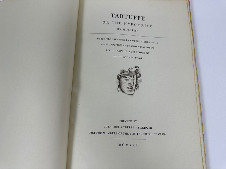 Vintage 1930 Limited Edition Hardcover Book Tartuffe Or The Hypocrite By Moliere Illustrations By Hugo Steiner-Prag (1880-1945) Signed By Hugo Steiner-Prag [Photo 7]
