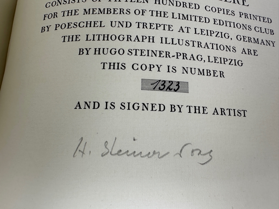 Vintage 1930 Limited Edition Hardcover Book Tartuffe Or The Hypocrite By Moliere Illustrations By Hugo Steiner-Prag (1880-1945) Signed By Hugo Steiner-Prag [Photo 11]