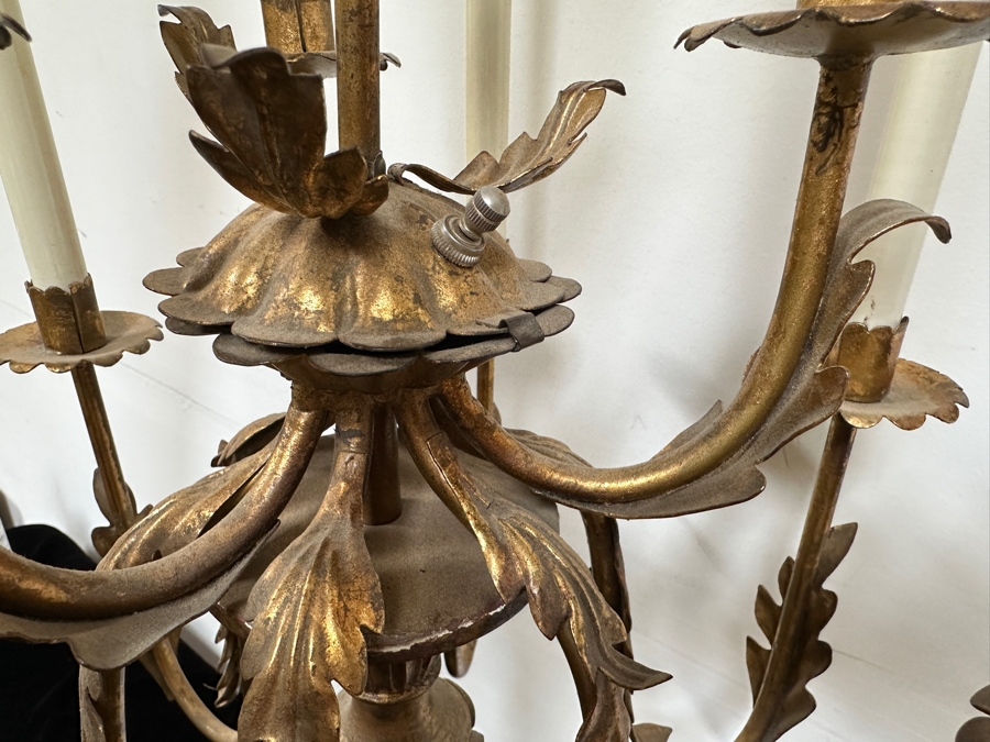 Vintage French Gilt Wooden And Metal Candelabra Converted To A Lamp - Needs Rewiring 48'H [Photo 13]