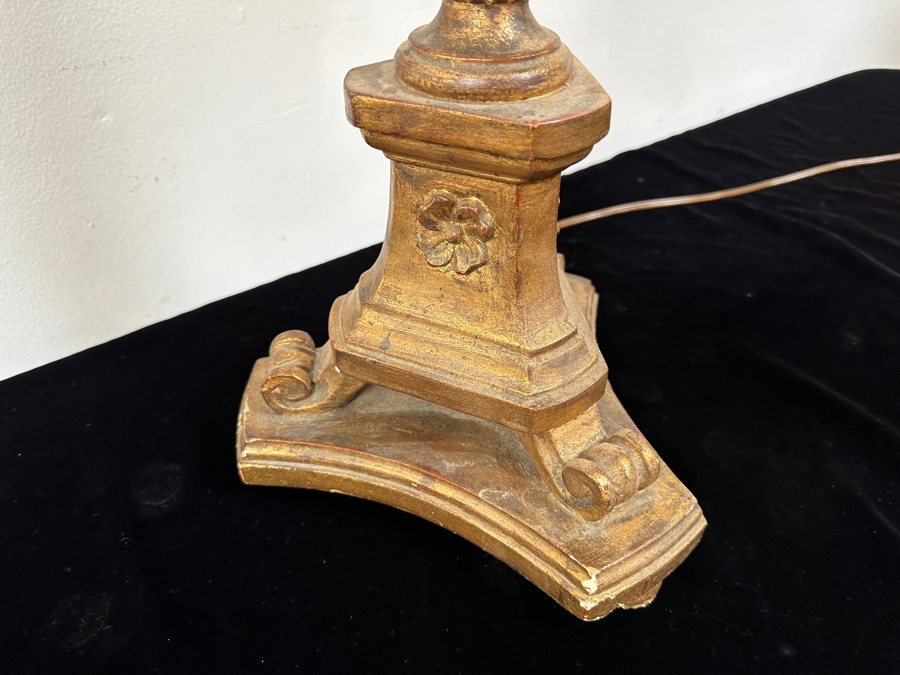 Vintage French Gilt Wooden And Metal Candelabra Converted To A Lamp - Needs Rewiring 48'H [Photo 6]