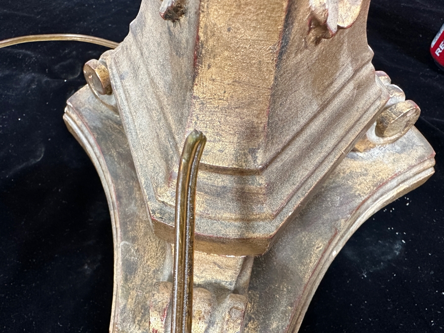 Vintage French Gilt Wooden And Metal Candelabra Converted To A Lamp - Needs Rewiring 48'H [Photo 15]