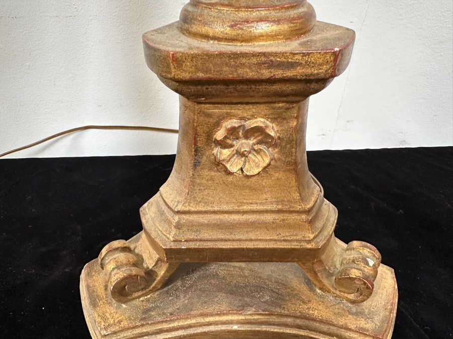 Vintage French Gilt Wooden And Metal Candelabra Converted To A Lamp - Needs Rewiring 48'H [Photo 12]