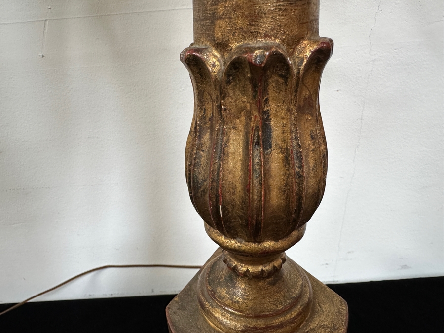 Vintage French Gilt Wooden And Metal Candelabra Converted To A Lamp - Needs Rewiring 48'H [Photo 11]
