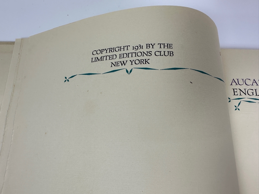 Vintage 1931 Limited Edition Signed Book Aucassin And Nicolete In English By Andrew Lang By The Limited Editions Club Of New York Illustrated And Hand Signed By Vojtech Preissig (1873-1944 (Died In Dachau Concentration Camp), Czech) [Photo 4]