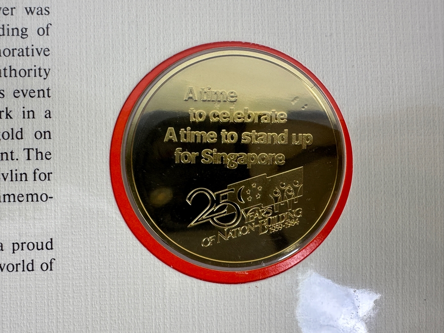 The Singapore 25th Anniversary Medallic First Day Cover Limited Edition 24k Gold On Bronze [Photo 9]
