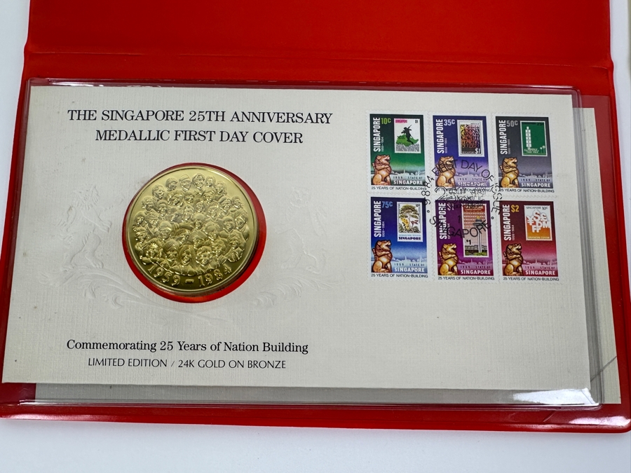 The Singapore 25th Anniversary Medallic First Day Cover Limited Edition 24k Gold On Bronze [Photo 6]