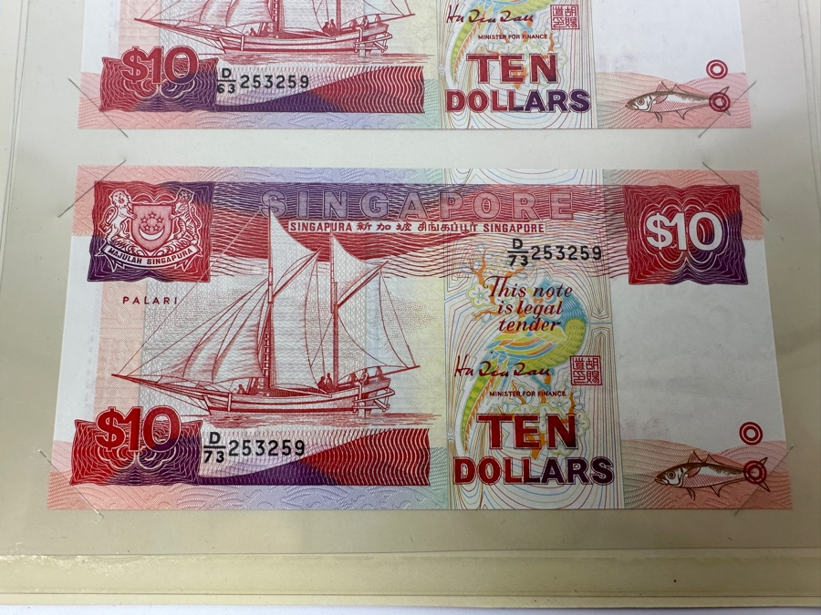 Mint Uncirculated 'Ship' Series Singapore Currency Notes (1) $5 Note And (2) $10 Notes Paying Tribute To Merchant Shipping To The Busiest Shipping Port In The World Released on 11th Of November 1994 Limited To 5,000 Sets [Photo 11]