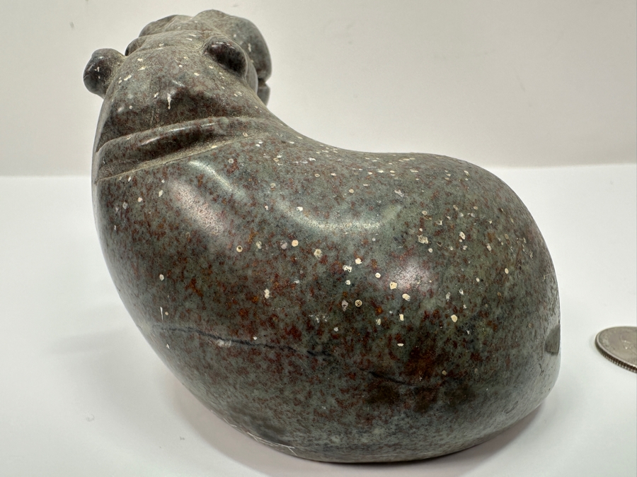 Hand Carved Stone Hippopotamus Signed Picket 4'W X 3.25'H [Photo 9]