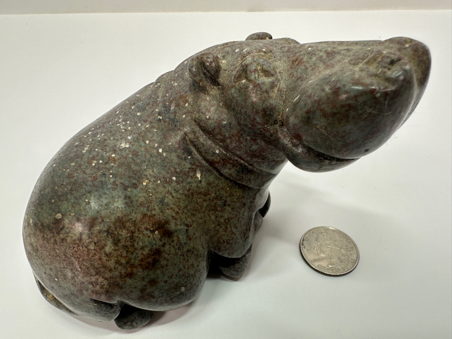 Hand Carved Stone Hippopotamus Signed Picket 4'W X 3.25'H [Photo 6]