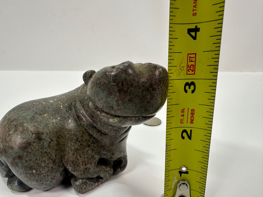 Hand Carved Stone Hippopotamus Signed Picket 4'W X 3.25'H [Photo 12]