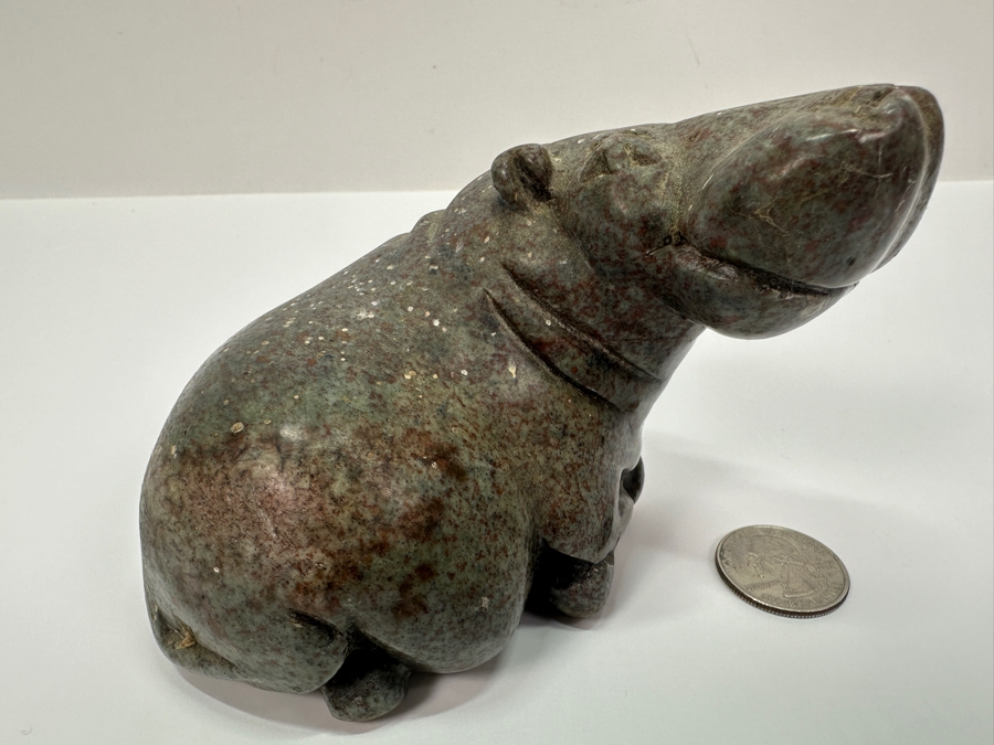 Hand Carved Stone Hippopotamus Signed Picket 4'W X 3.25'H [Photo 4]