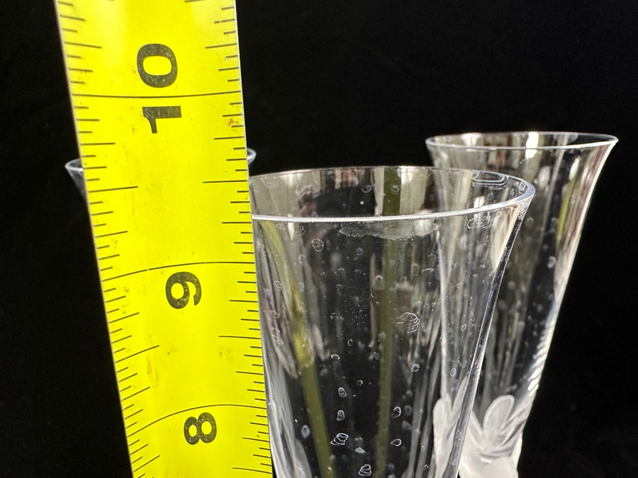 Set of (5) Sasaki Wings Clear Champagne Glasses with Frosted Dove Stems 9.25'H [Photo 5]