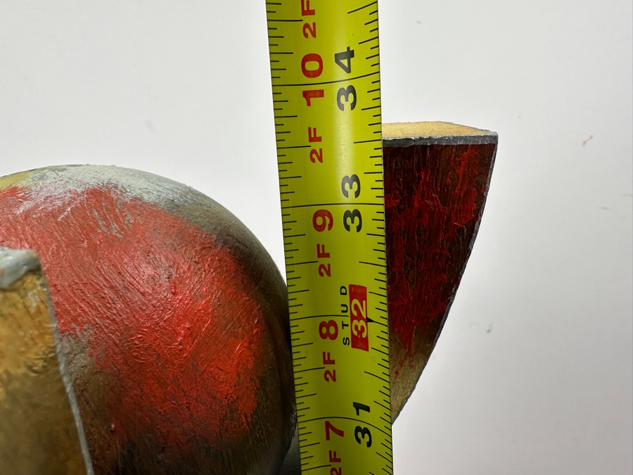 Abstract Modernist Hand Painted Wooden Sculpture Titled 'Nondisjunction I' Signed Timmins 34.5'H [Photo 13]