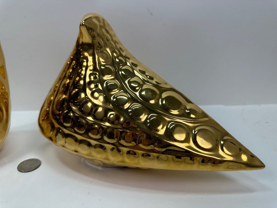 Jonathan Adler Gold Ceramic Handmade Menagerie Bird Figurines 8.75'H and 6.5'H [Photo 5]