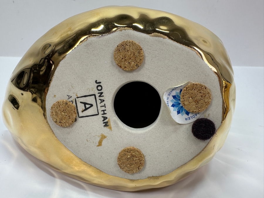 Jonathan Adler Gold Ceramic Handmade Menagerie Bird Figurines 8.75'H and 6.5'H [Photo 9]