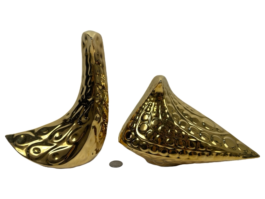 Jonathan Adler Gold Ceramic Handmade Menagerie Bird Figurines 8.75'H and 6.5'H [Photo 1]
