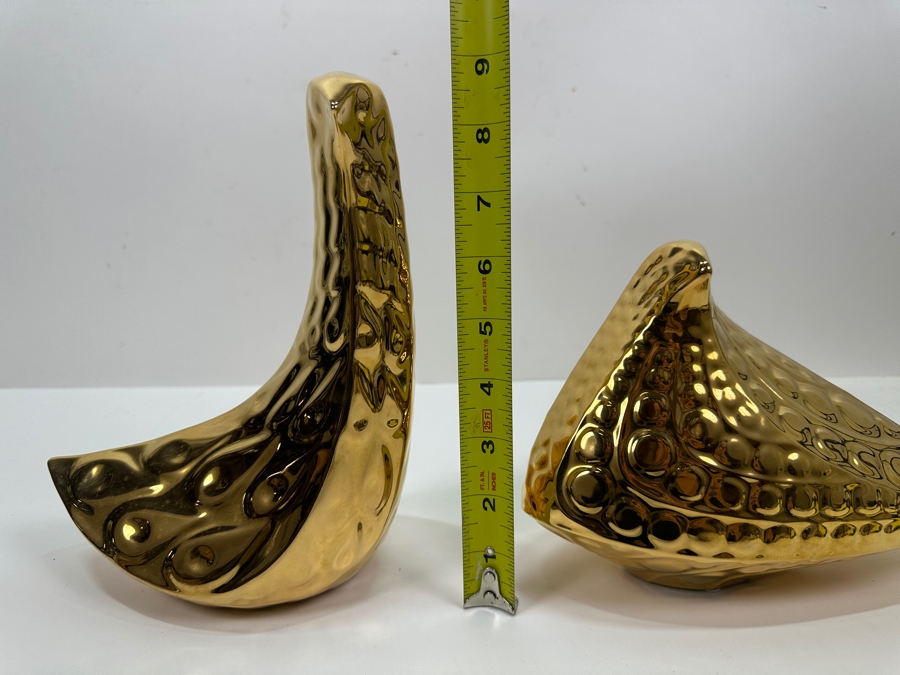 Jonathan Adler Gold Ceramic Handmade Menagerie Bird Figurines 8.75'H and 6.5'H [Photo 11]