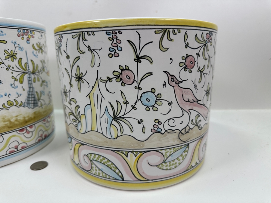 Berardos Hand Painted Portuguese Pottery Pots 8'H and 7.5'H [Photo 5]