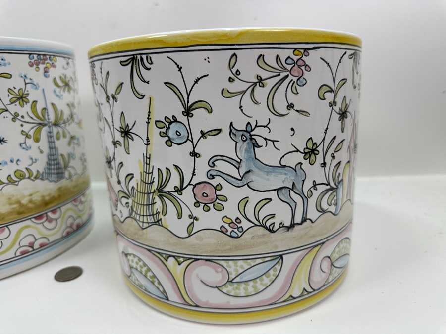 Berardos Hand Painted Portuguese Pottery Pots 8'H and 7.5'H [Photo 6]