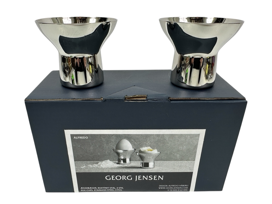 Georg Jensen Alfredo Stainless Steel Egg Cups 2'H [Photo 1]
