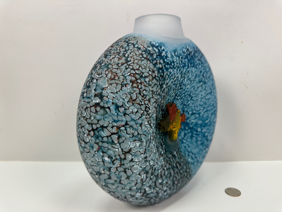 Kosta Boda Reef Art Glass Vase, Designed by Kjell Engman in 2002 10'W x 10.5'H [Photo 6]