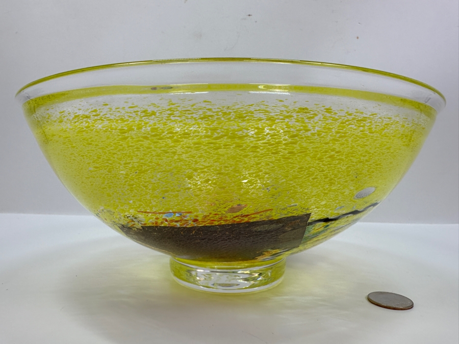 Kosta Boda Satellite Series Signed Art Glass Bowl, Designed by Bertil Vallein 10'W x 4.25'H [Photo 5]