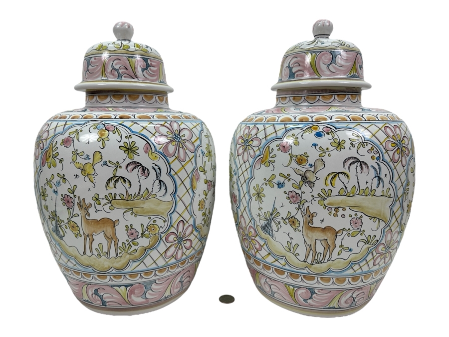 Berardos Hand Painted Portuguese Pottery Ginger Jars 16'H [Photo 1]
