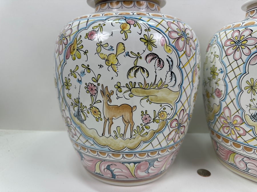 Berardos Hand Painted Portuguese Pottery Ginger Jars 16'H [Photo 3]