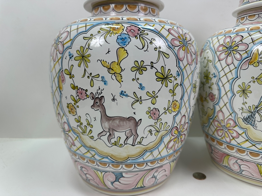Berardos Hand Painted Portuguese Pottery Ginger Jars 16'H [Photo 6]