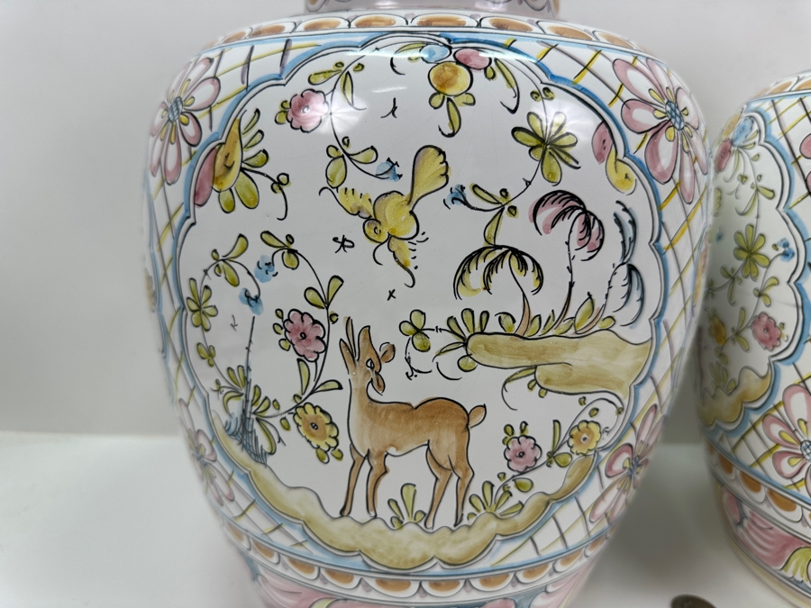 Berardos Hand Painted Portuguese Pottery Ginger Jars 16'H [Photo 4]