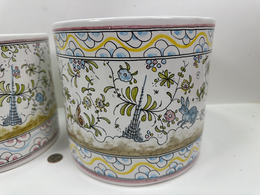 Berardos Hand Painted Portuguese Pottery Pots 8'H and 7.5'H [Photo 6]