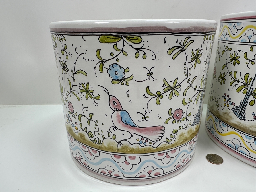 Berardos Hand Painted Portuguese Pottery Pots 8'H and 7.5'H [Photo 4]