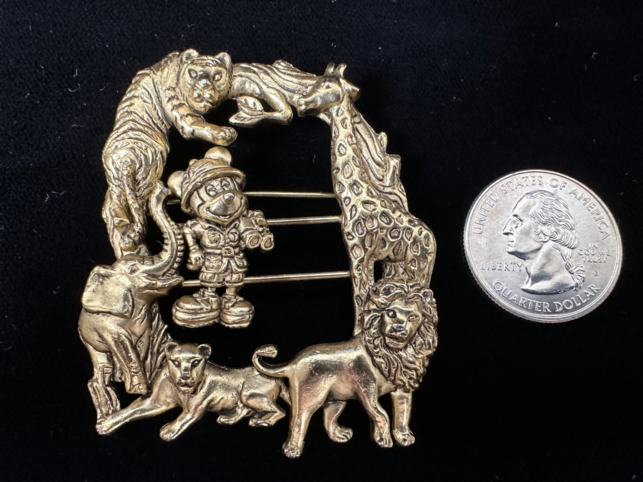 Gold Tone Disney Mickey Mouse Brooch Pin [Photo 2]