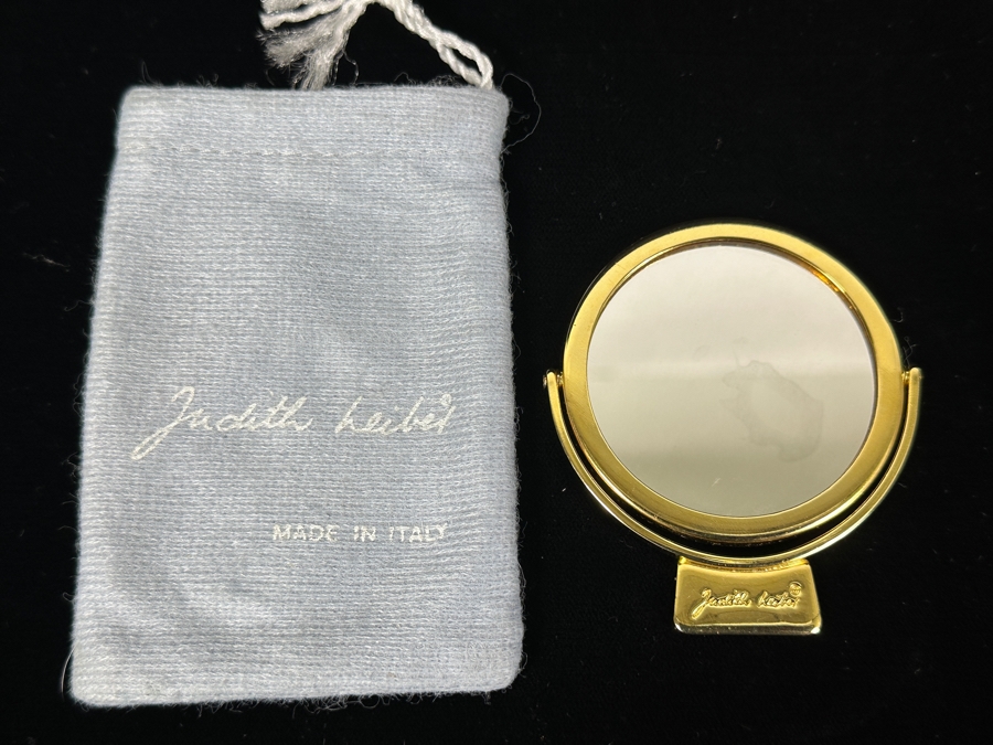 Judith Leiber Gold Tone Double Sided Travel Mirror & Comb 2.5W [Photo 3]