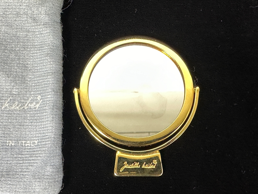 Judith Leiber Gold Tone Double Sided Travel Mirror & Comb 2.5W [Photo 5]