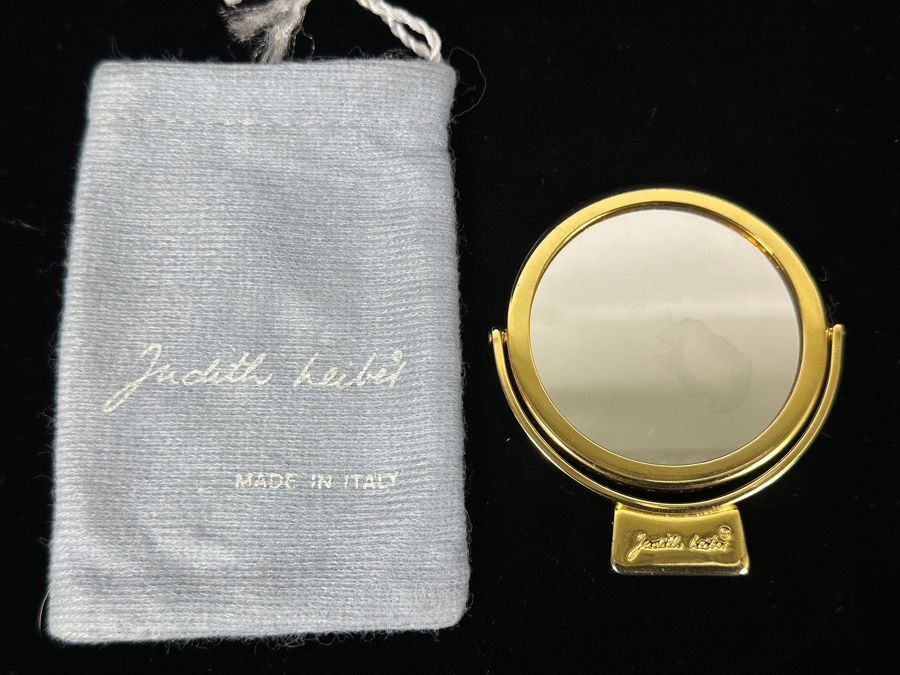Judith Leiber Gold Tone Double Sided Travel Mirror & Comb 2.5W [Photo 4]