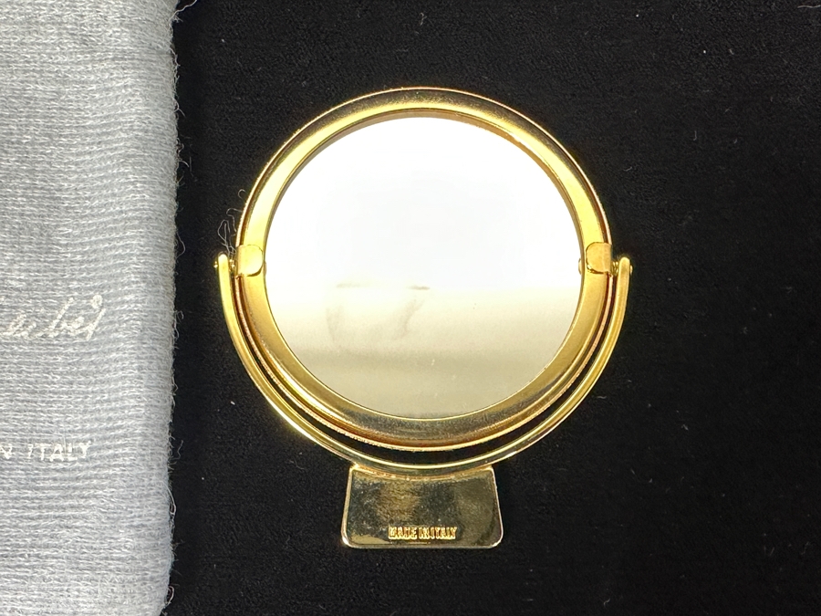 Judith Leiber Gold Tone Double Sided Travel Mirror & Comb 2.5W [Photo 6]