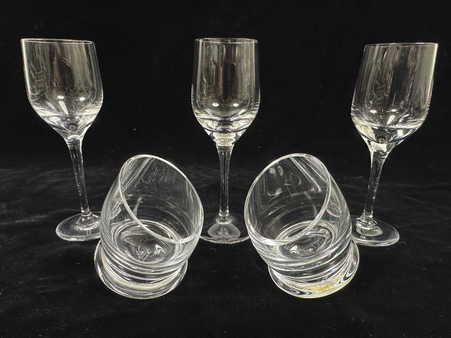 (3) Rosenthal Studio-Line Crystal Stemware Glasses Fuga Cordial Glasses 4 5/8H And (2) Rosenthal Whiskey Shot Glasses Replacements Value $117 [Photo 2]