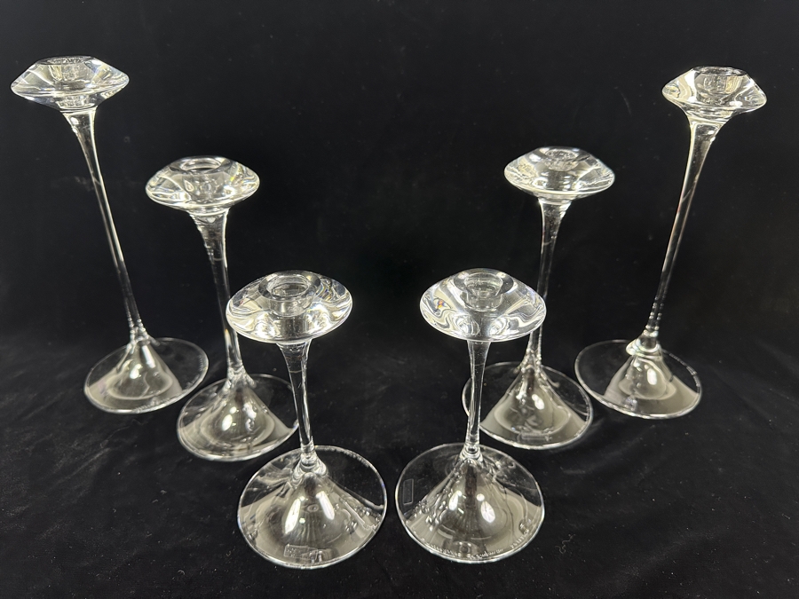 (6) Kosta Boda Swedish 'Fanfare' Mouth-Blown Glass Candlestick Holders Designed By Kjell Engman From 7'H To 11'H [Photo 7]