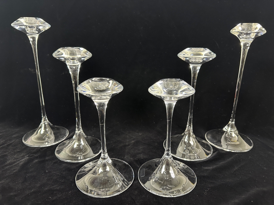 (6) Kosta Boda Swedish 'Fanfare' Mouth-Blown Glass Candlestick Holders Designed By Kjell Engman From 7'H To 11'H [Photo 2]