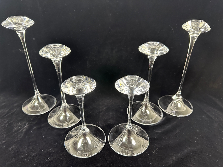 (6) Kosta Boda Swedish 'Fanfare' Mouth-Blown Glass Candlestick Holders Designed By Kjell Engman From 7'H To 11'H [Photo 6]